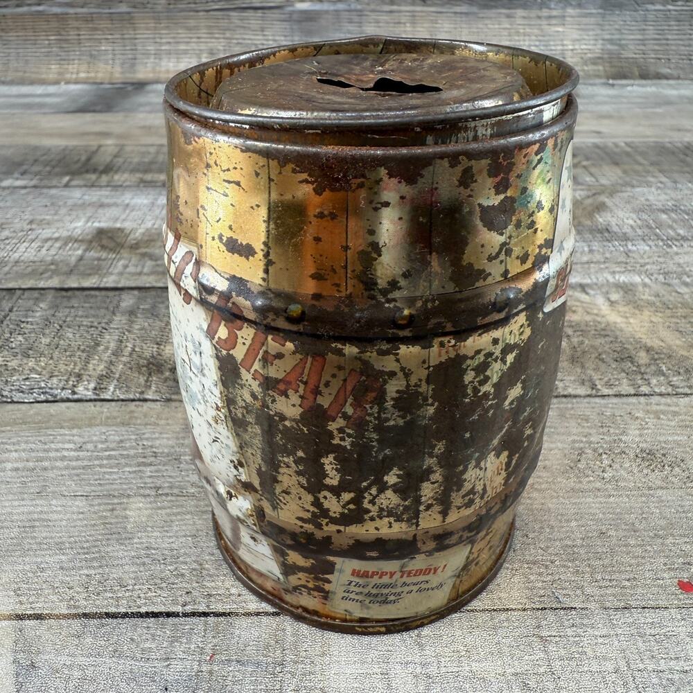 Vintage Classic Bear Tin Piggy Bank Container - Picture 6 of 10